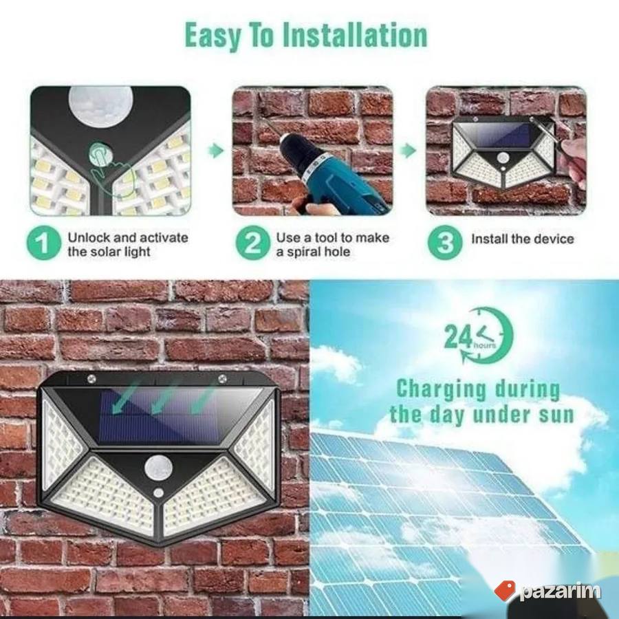 Solarni led reflektor sa senzorom-100 led dioda 5