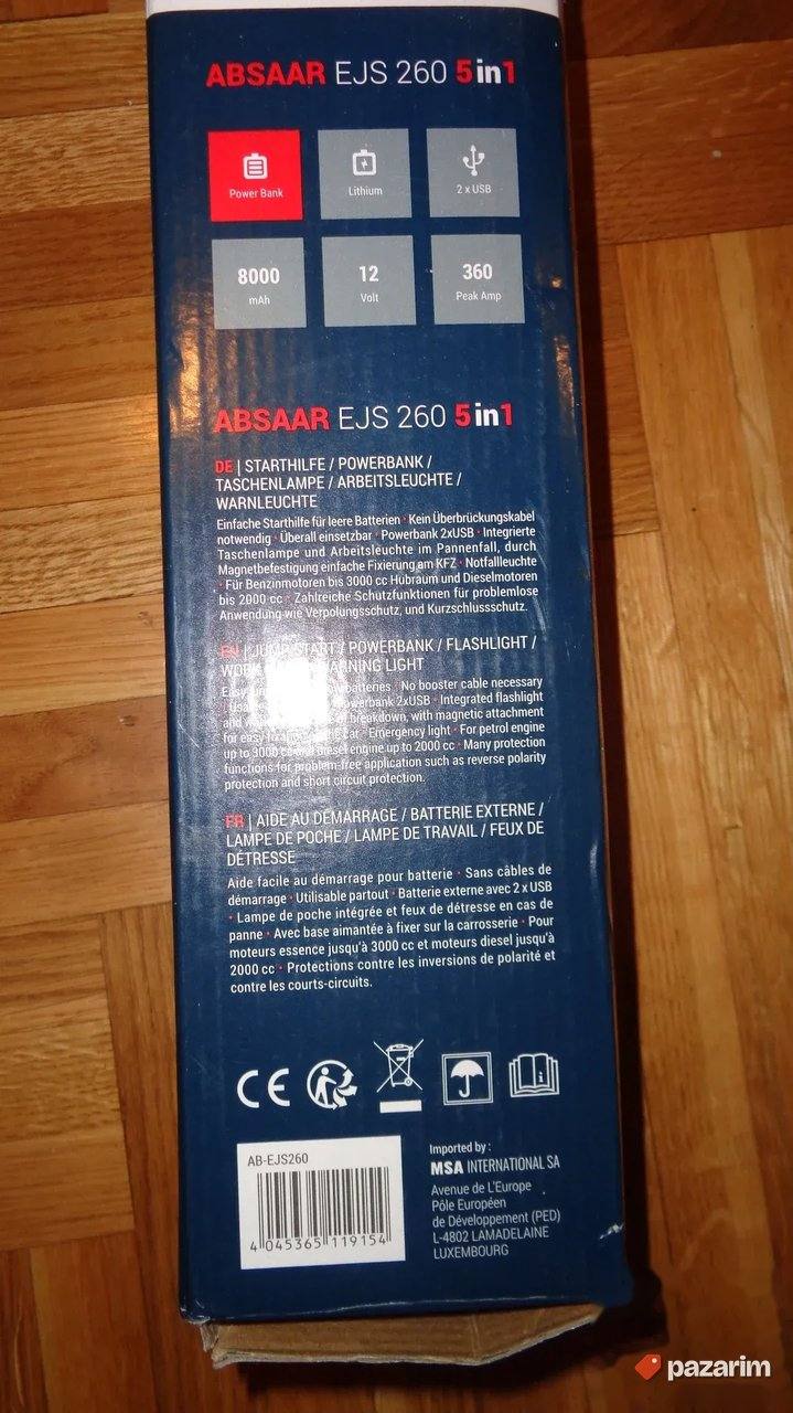 ABSAAR STARTER 5 u 1-starter,lampa, power bank-NOVO-ORIGINAL 4