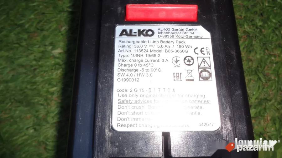 AL-KO baterija 36V - 5 Ah - ORIGINAL 5