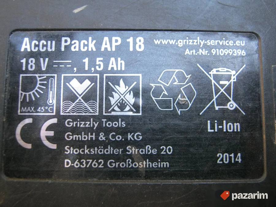 GRIZZLY, FLORABEST, HANSEATIC baterija 18v - original 5