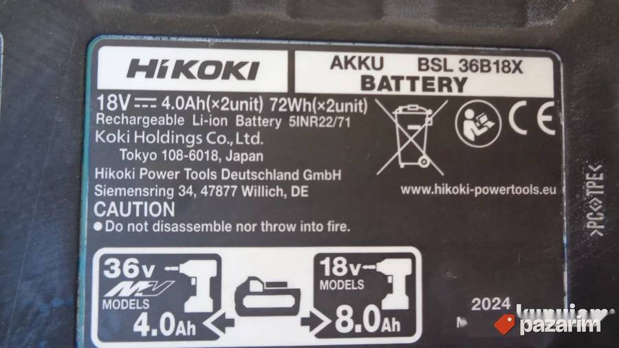 HIKOKI (HITACHI) baterija MULTIVOLT - 8Ah - 18/36V -ORIGINAL 7