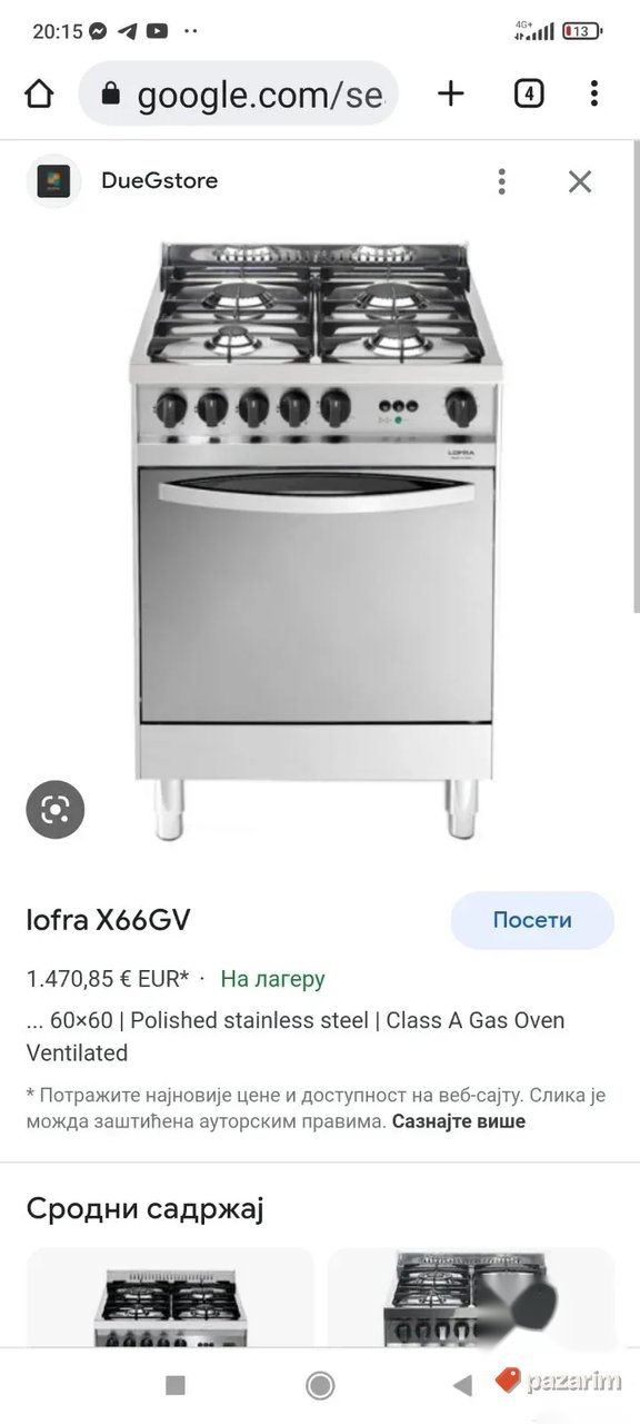 Sporet na plin a turbo rernom marke LOFRA 6