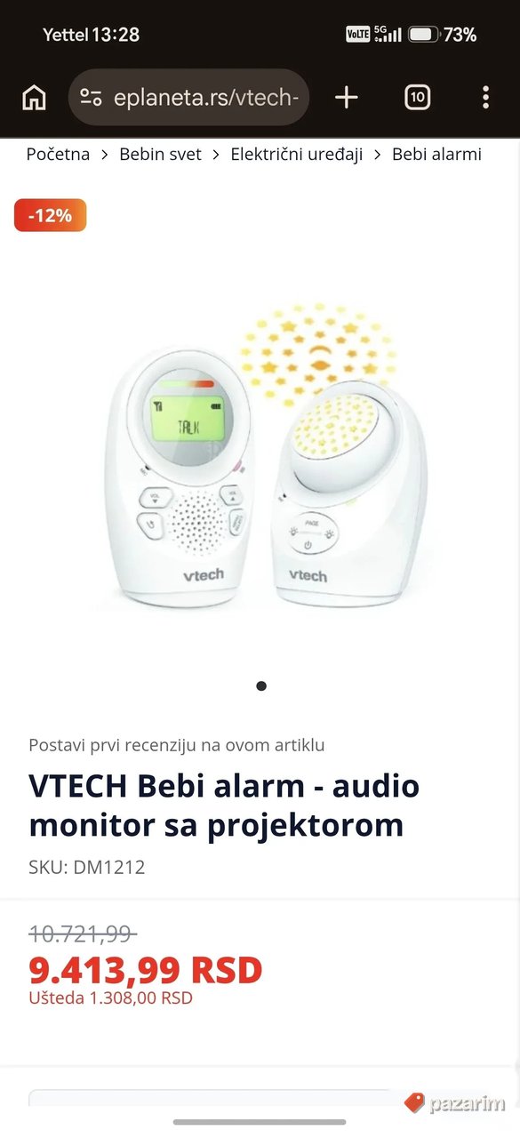 VTech DM1211 bebi alarm / audio monitor sa noćnim svetlom 2