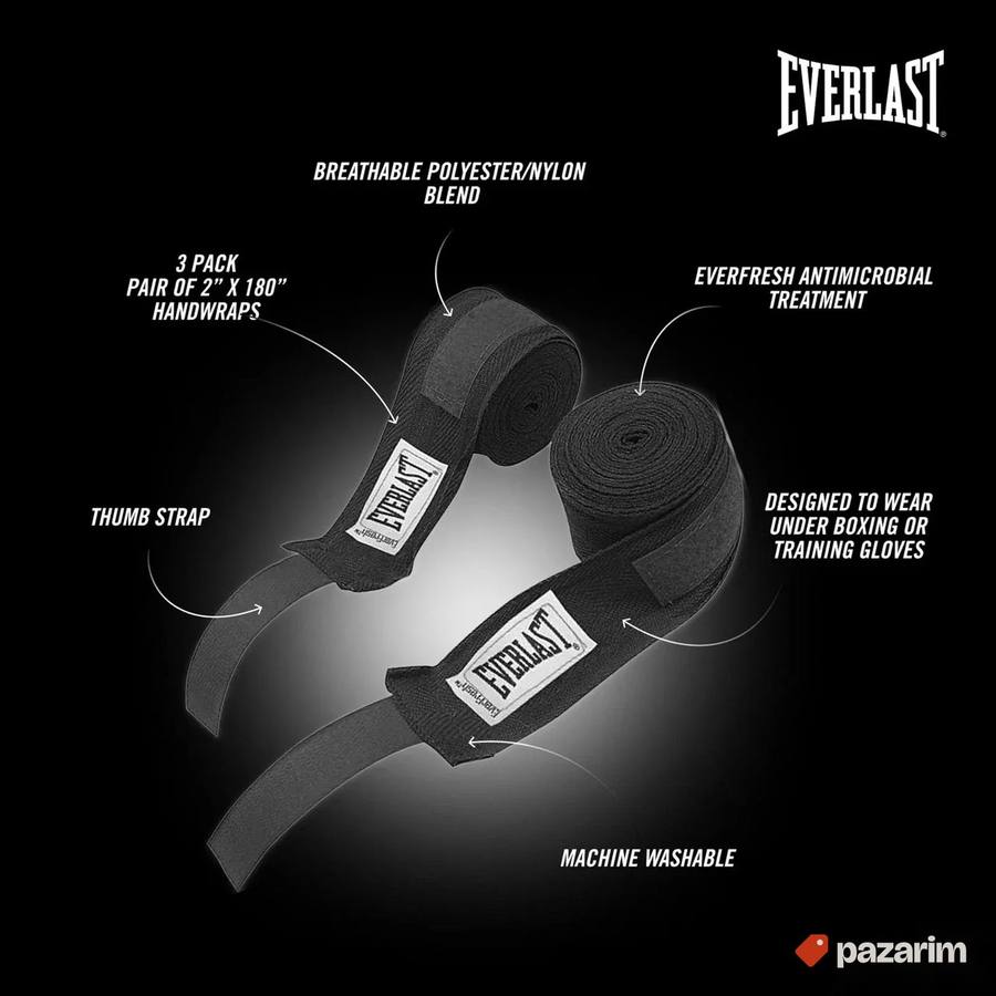 Bandazeri za boks 305cm Everlast bandazeri za boks Crni 3