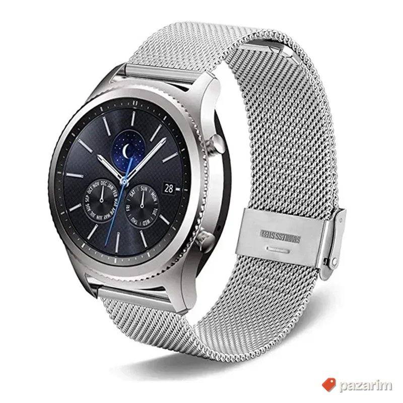 Crni, silver kaiš Stainless Steel 20i22mm Huawei Samsung 4