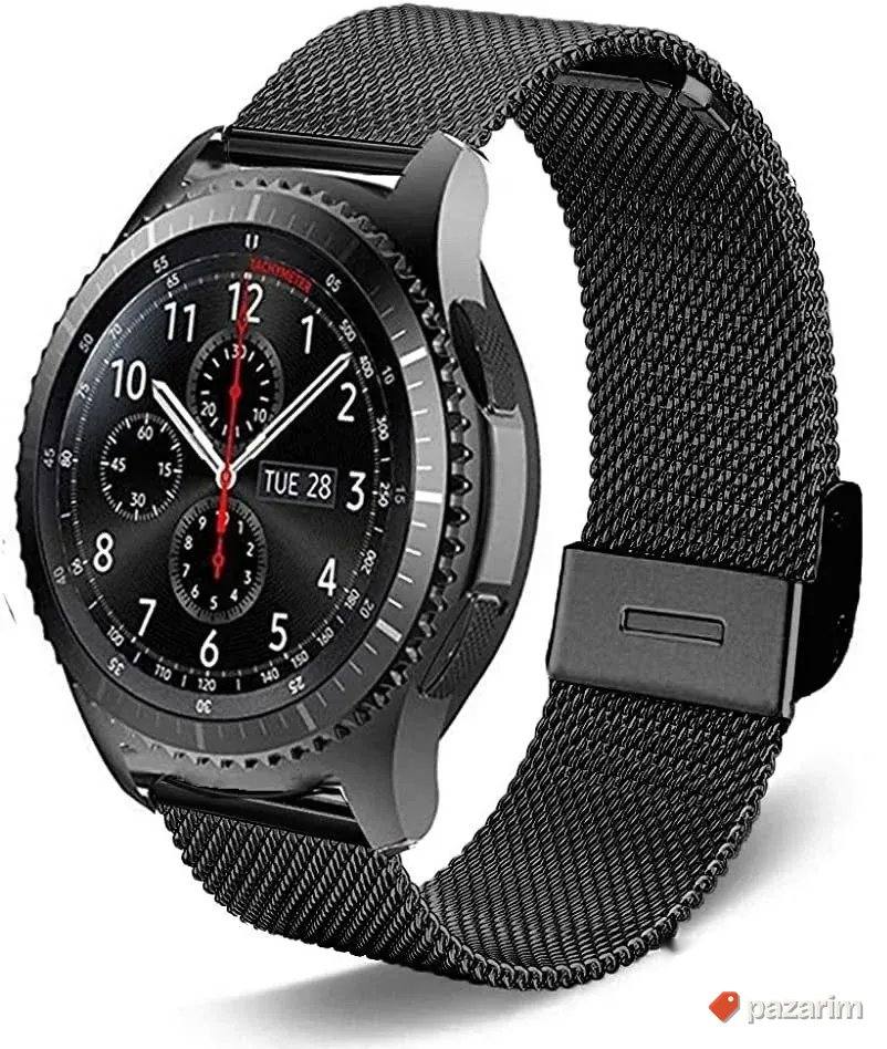 Crni, silver kaiš Stainless Steel 20i22mm Huawei Samsung 5