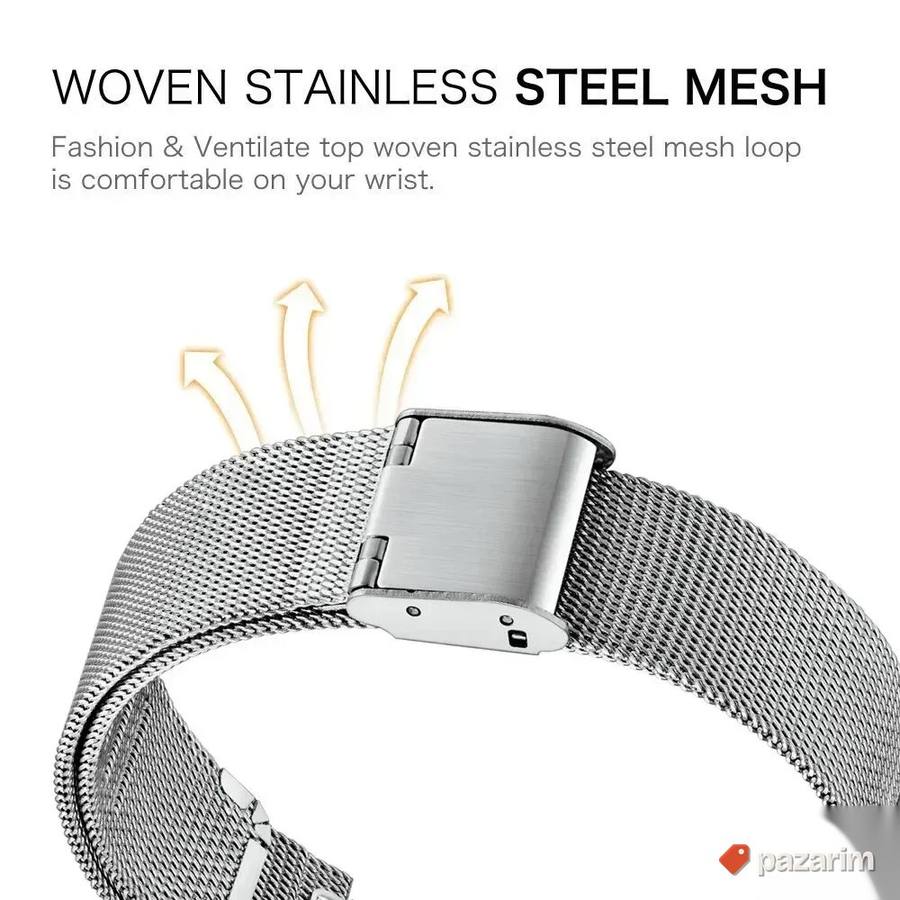 Crni, silver kaiš Stainless Steel 20i22mm Huawei Samsung 7