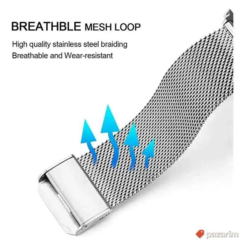 Crni, silver kaiš Stainless Steel 20i22mm Huawei Samsung 8