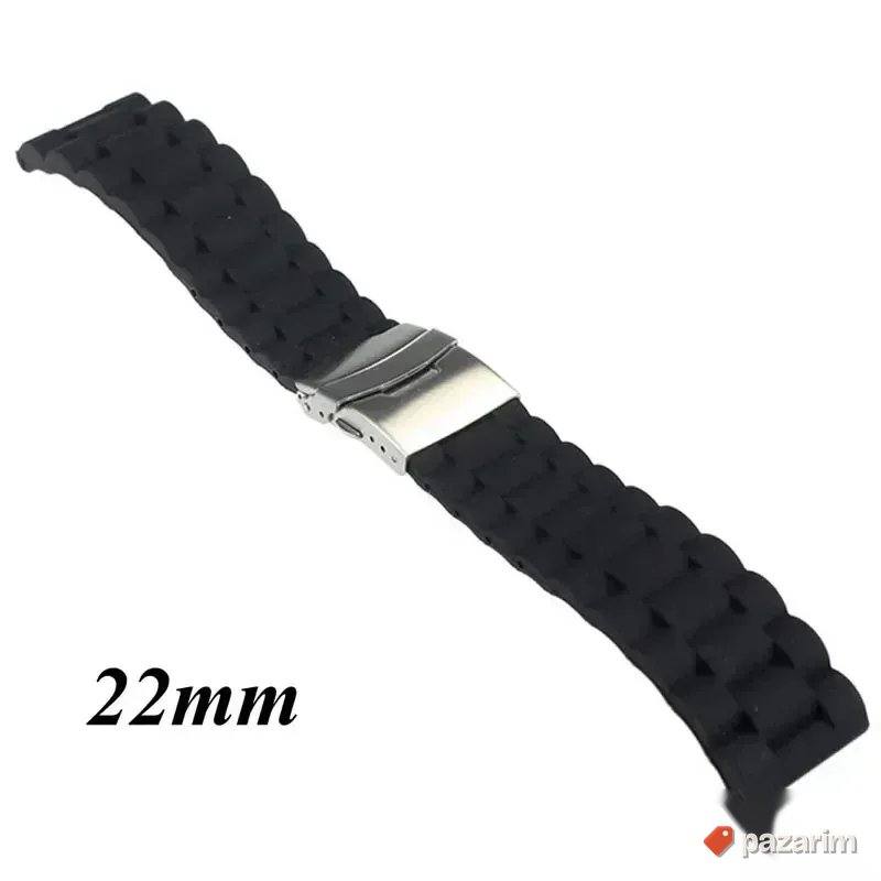 Crni silikonski kaiš 20-22mm za sat sa automatskom kopčom 2