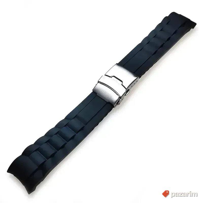 Crni silikonski kaiš 20-22mm za sat sa automatskom kopčom 6