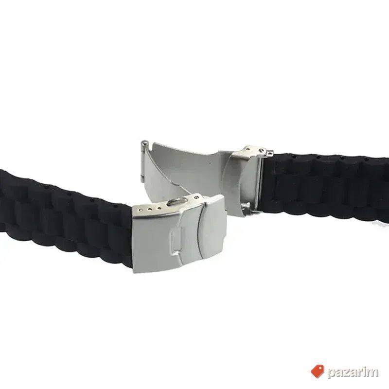 Crni silikonski kaiš 20-22mm za sat sa automatskom kopčom 7