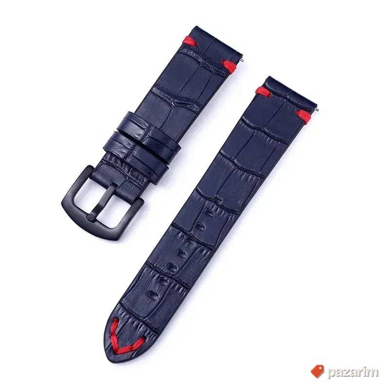Teget kožni kaiš za sat Huawei, Samsung 22mm 3