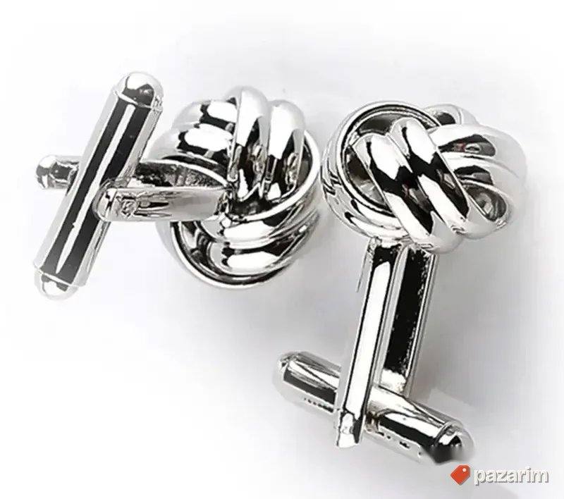 Silver Gold Crna Zlatna Silver čvor dugmad za manžetne 6