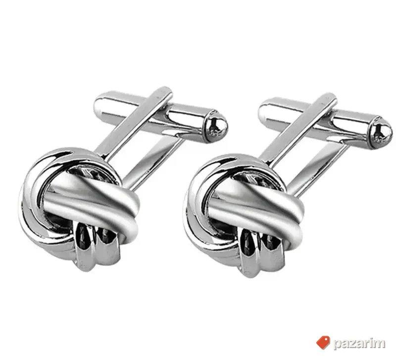 Silver Gold Crna Zlatna Silver čvor dugmad za manžetne 7