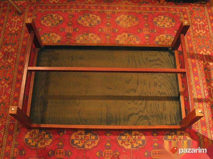 Vintage french brass & mahagony world map coffee table 6