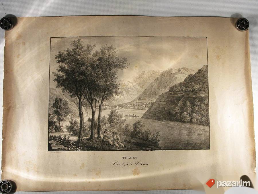 Boretza u Srbiji, litografija iz 1826. original! 2