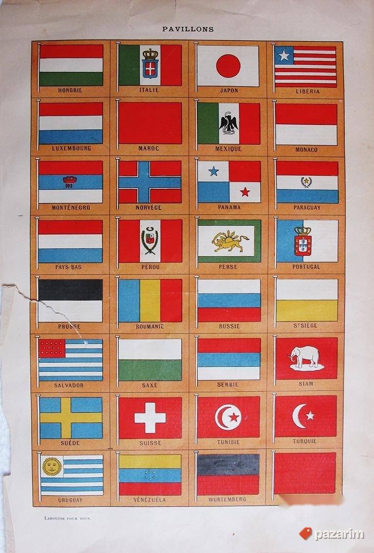 Zastave sveta dekorativne stare litografije 4
