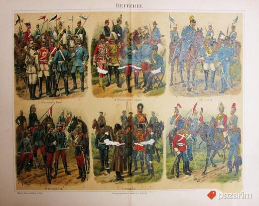 Uniforme oko 1900e dekorativne stare litografije