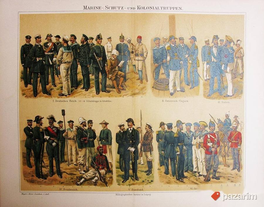Uniforme oko 1900e dekorativne stare litografije 3