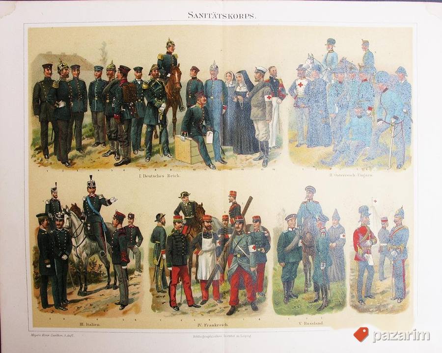 Uniforme oko 1900e dekorativne stare litografije 5
