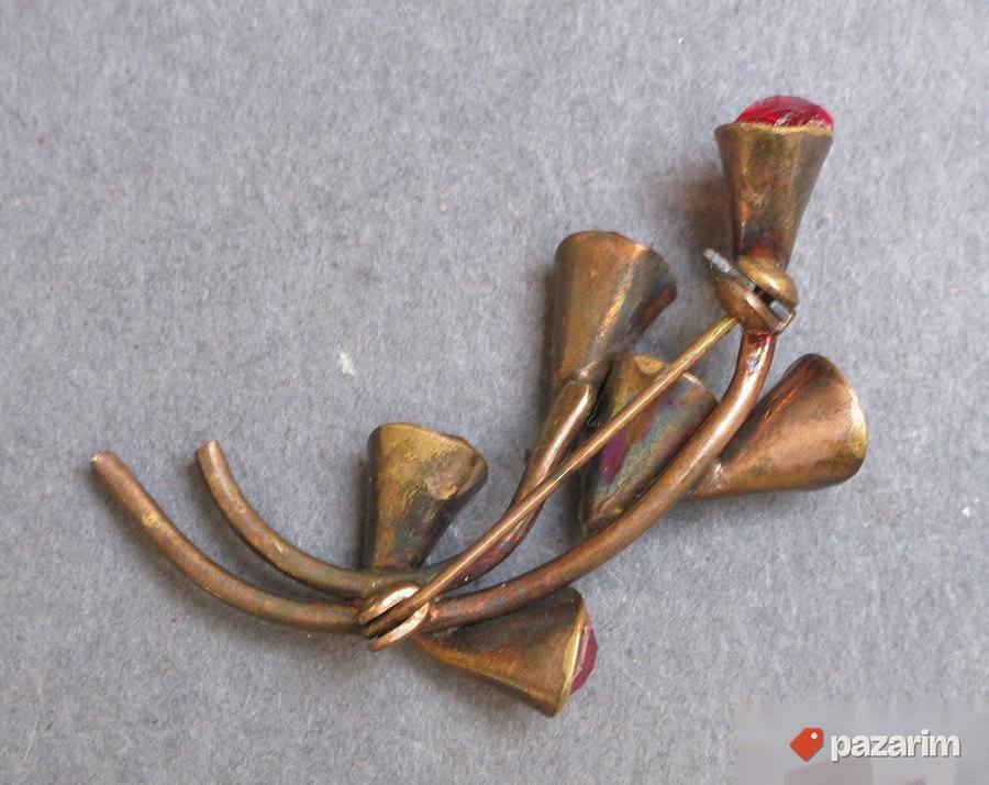 Buket ruža Češki modernistički broš iz 60.ih 4