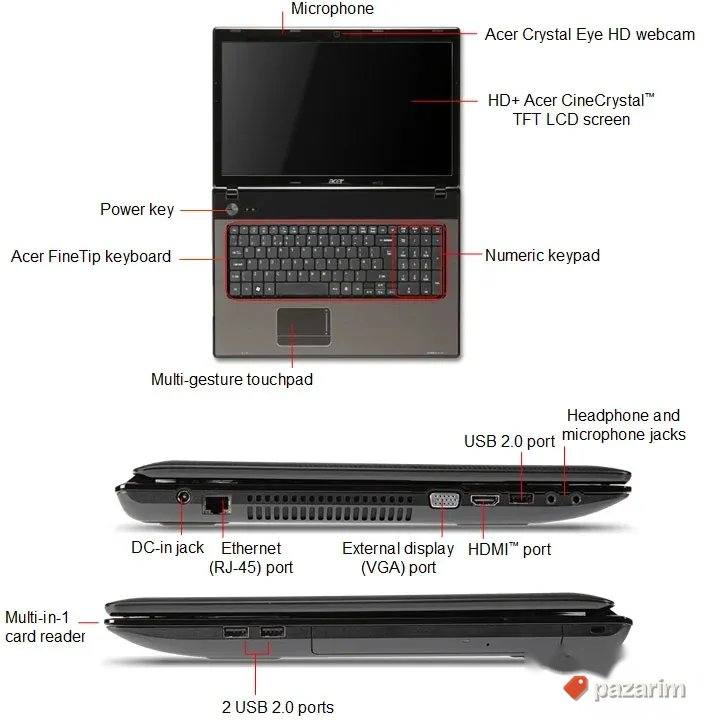 17,3 INČA ACER ASPIRE I5 intel 4. generacije Hard 500Gb 4Gb 8