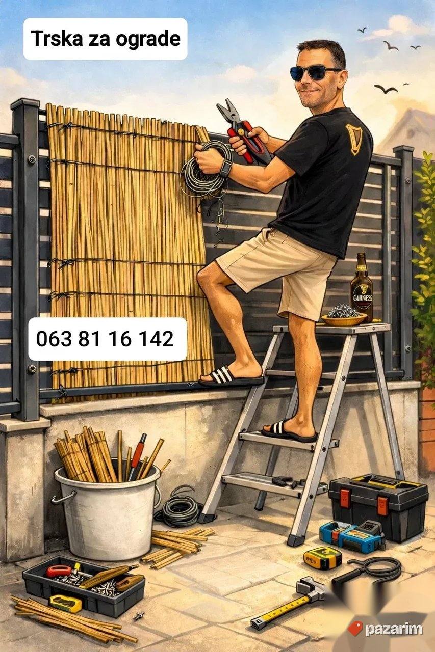 Montaža trske na ograde 1