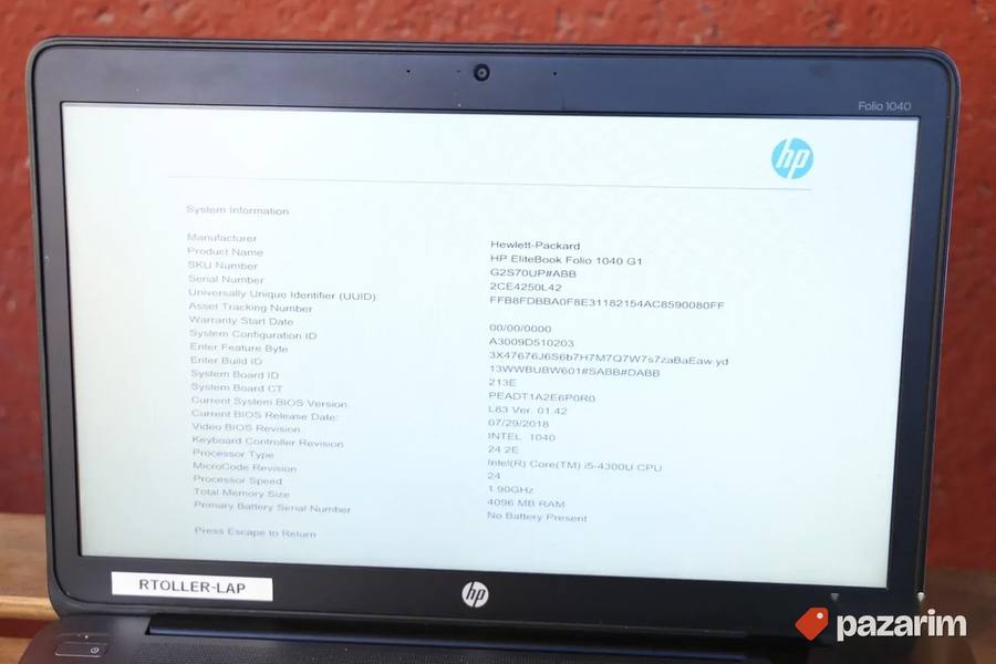 Hp EliteBook Folio 1040 G1 i5 4300u 4GB DDR3 2