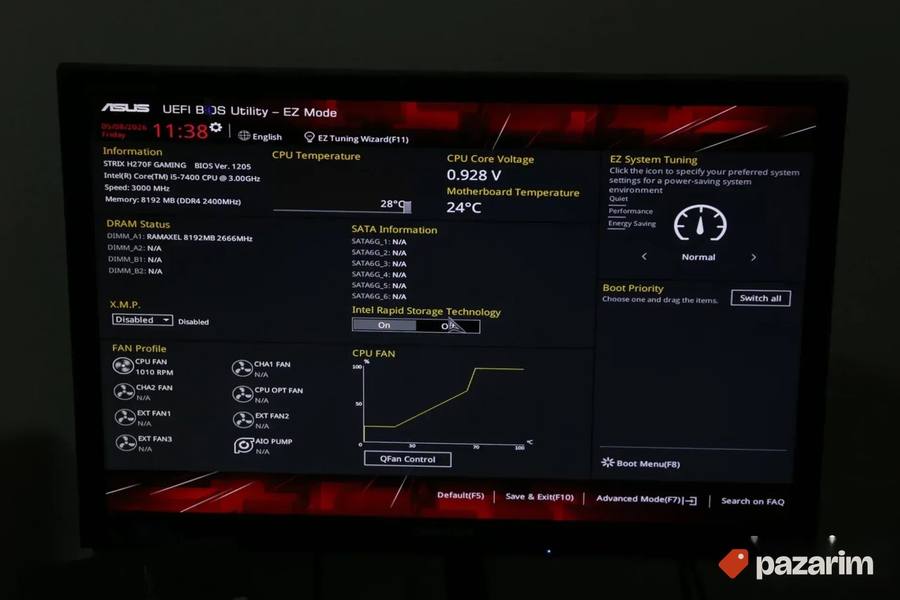 Asus ROG Strix H270F Gaming + Intel i5 7400 + Kuler 8