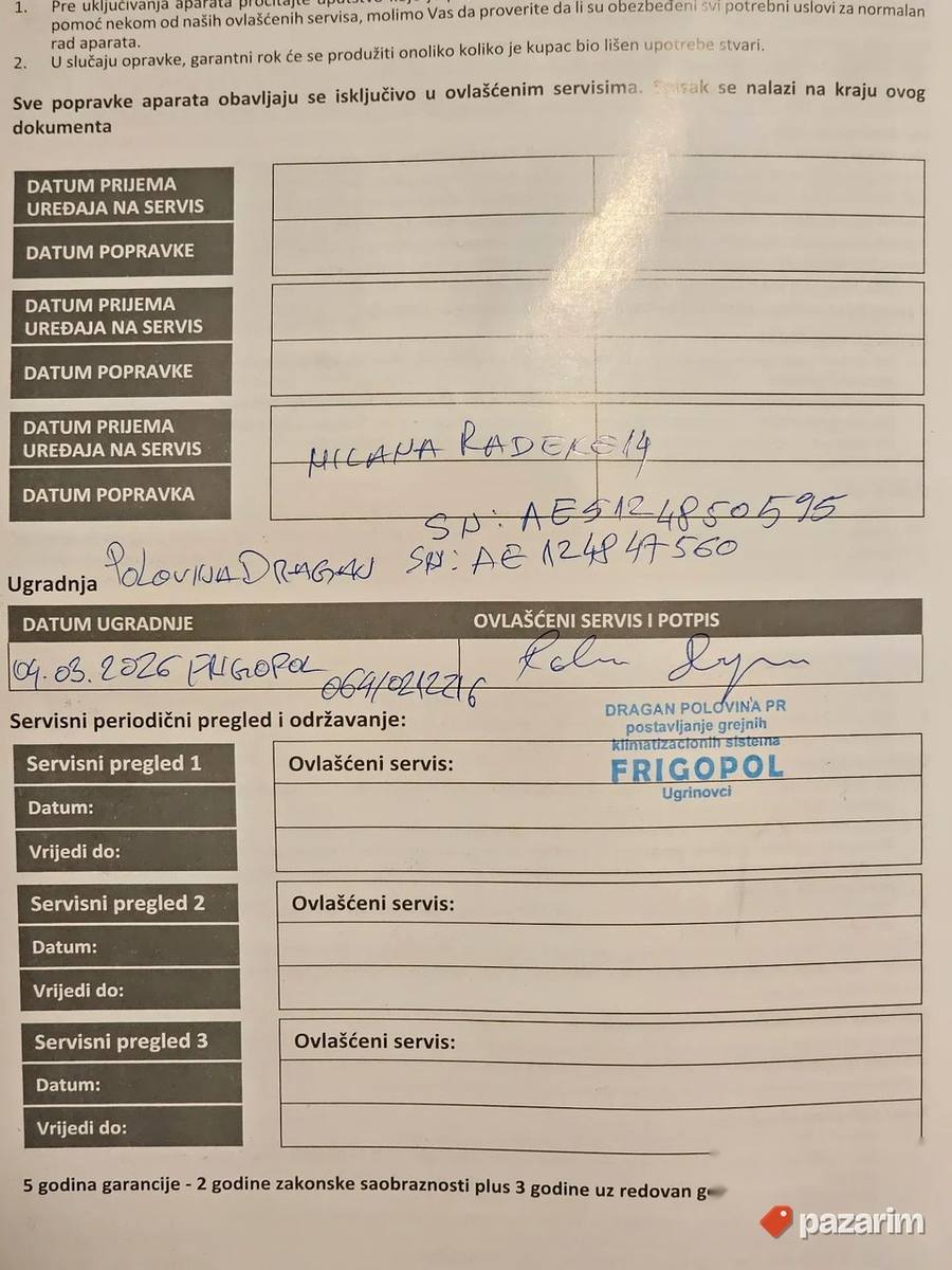 Vivax klima 12 btu inverter kao NOVA garancija 20m + cevi 5