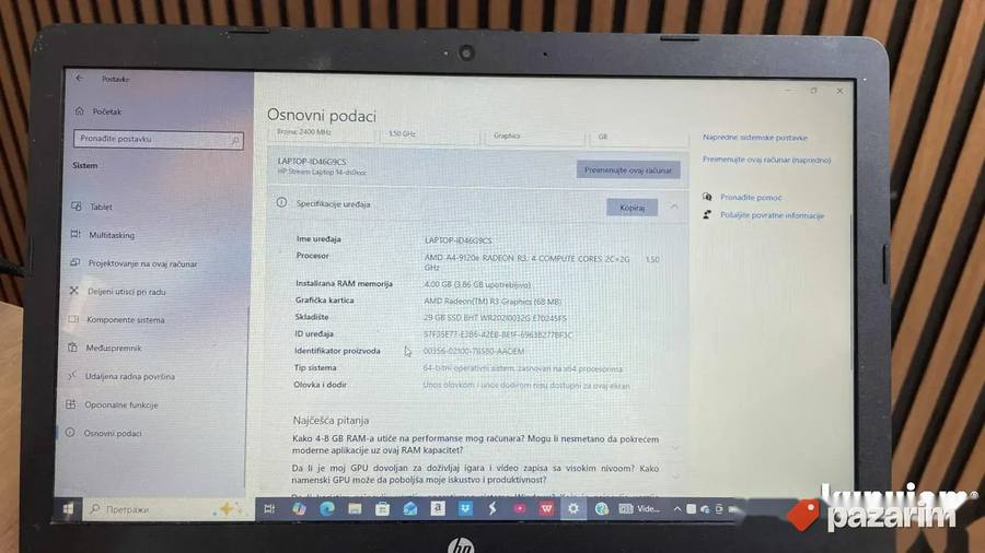Laptop HP 14 AMD A4 4 GB ram Radeon R3 2