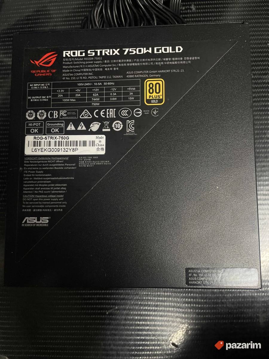 Asusu rog Strix 750w napajanje Gold 3