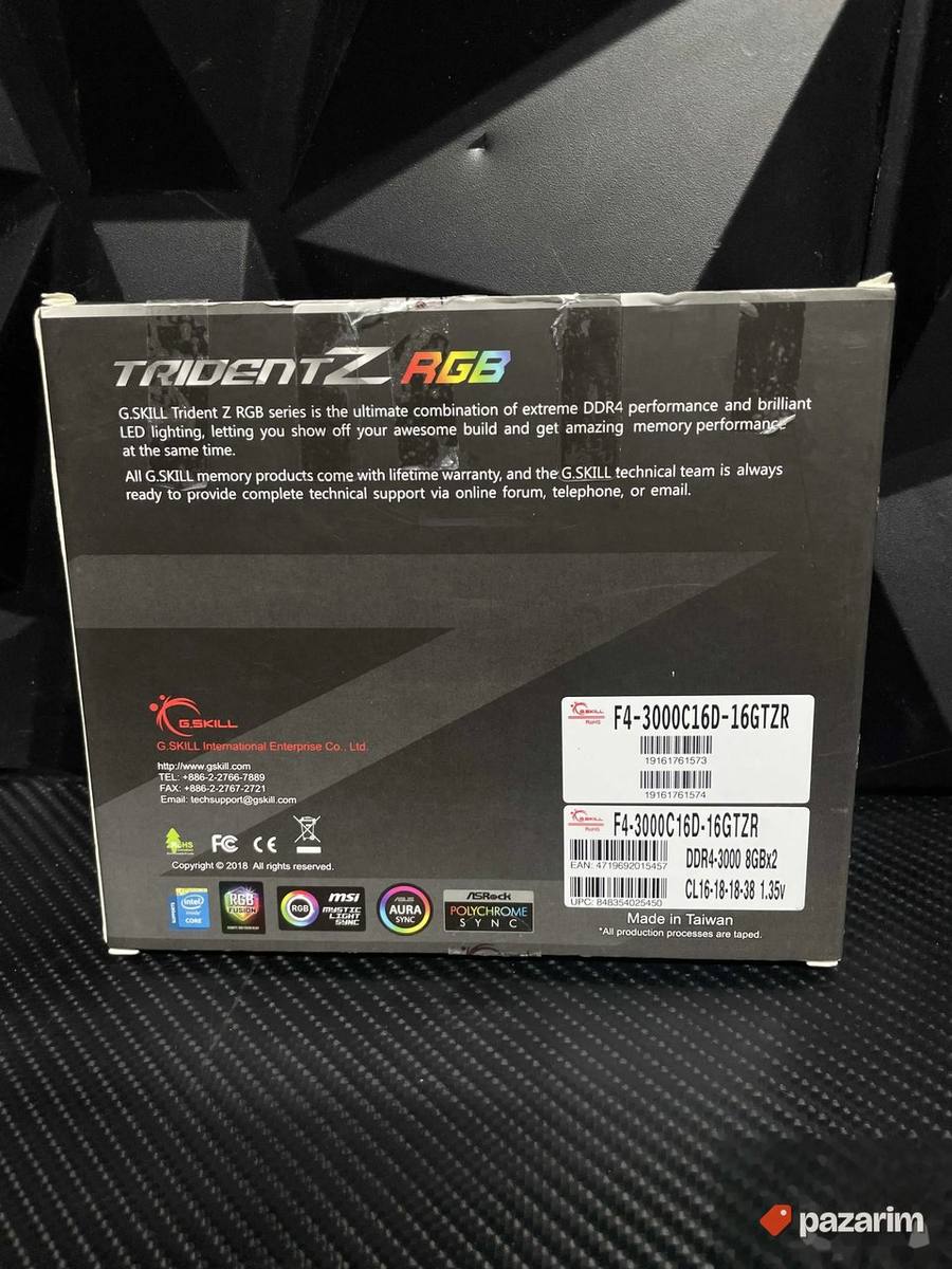 2x8gb 16gb ddr4 Gskill TridentZ Rgb 3000mhz 2