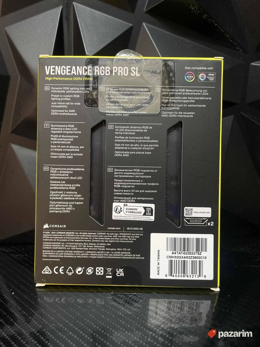 2x16gb Corsair Vengeance rgb 3600mhz 2