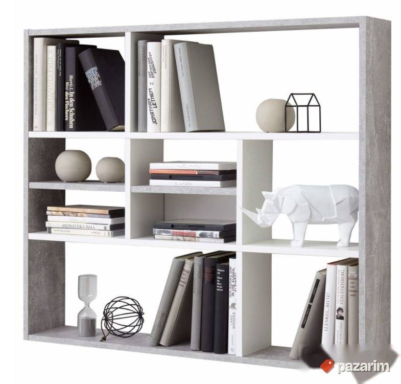 Zidna Polica 9-Pregrada Sivo-Bela 90x16x78cm - FMD 1