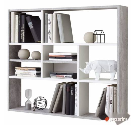 Zidna Polica 9-Pregrada Sivo-Bela 90x16x78cm - FMD