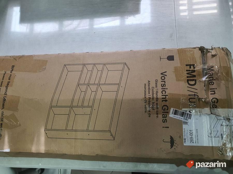 Zidna Polica 9-Pregrada Sivo-Bela 90x16x78cm - FMD 2