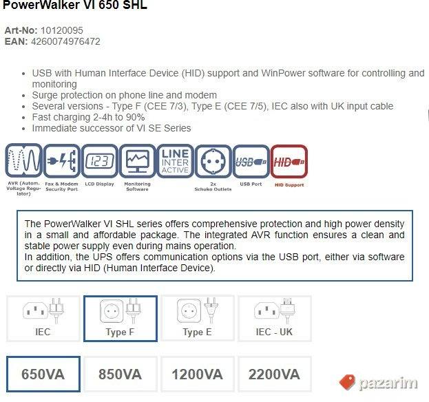 Ups Uredjaj PowerWalker VI 650 shl 4