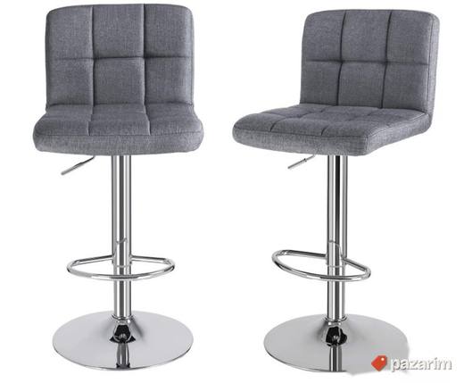 Set 2 Barske Stolice Sive do 200Kg - Songmics