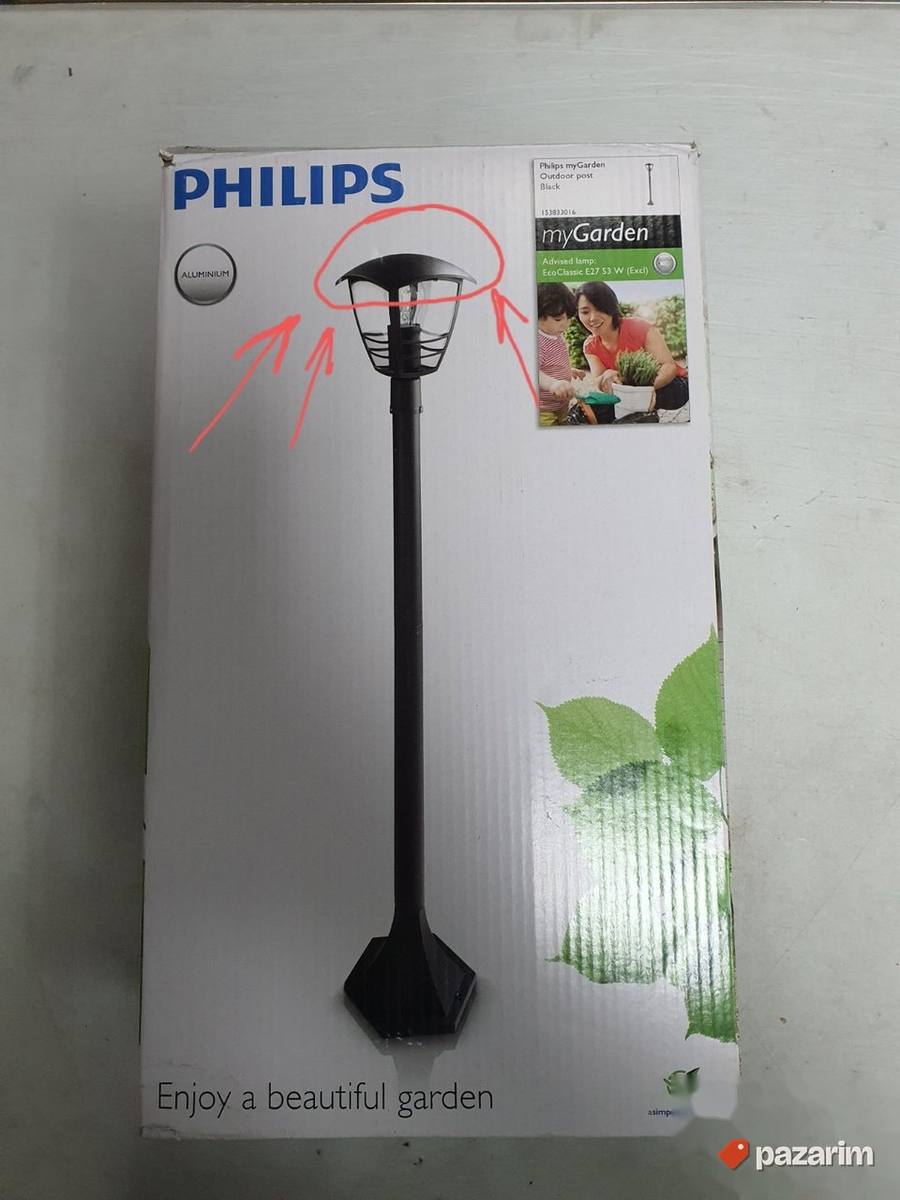 Baštenska Lampa 60W 17.5x17.5x99.5cm-Philips 3