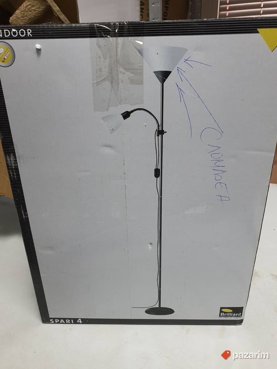 Podna Lampa sa Svetlom za Citanje 60V-E27 Crno-Bela Brillia 4