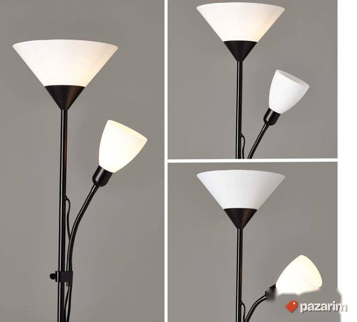 Podna Lampa sa Svetlom za Citanje 60V-E27 Crno-Bela Brillia 7