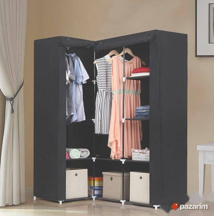 Modularni Orman Ugaoni 128/85x45xV166cm Crni Idomya 1