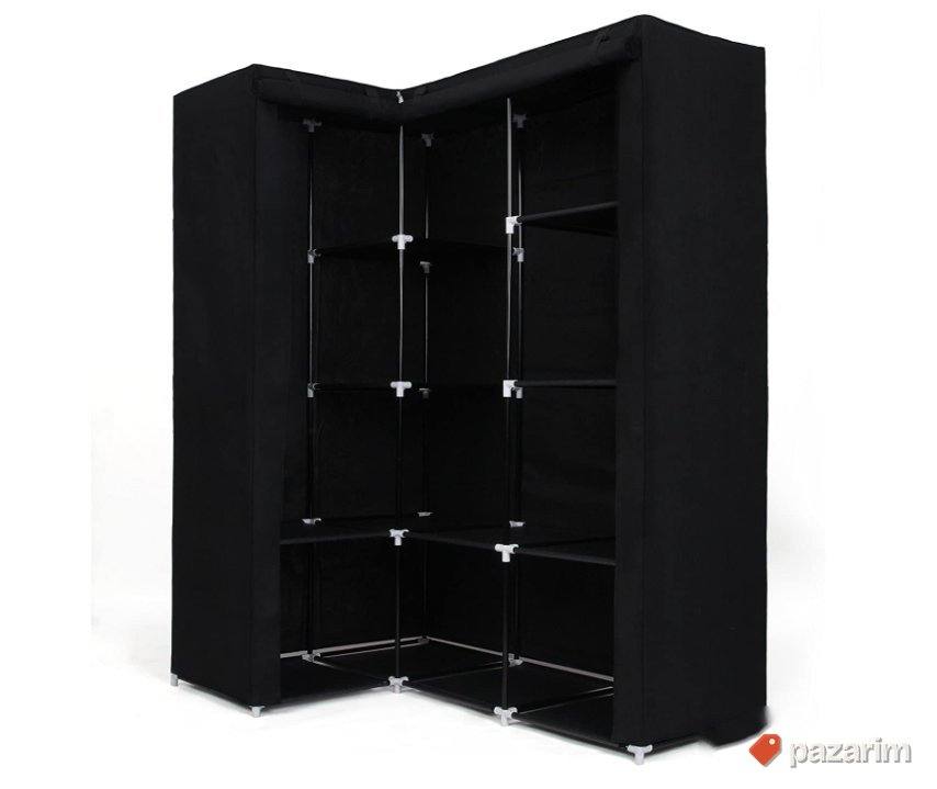Modularni Orman Ugaoni 128/85x45xV166cm Crni Idomya 6