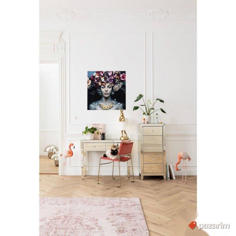 Dekorativna slika Picture Glass Flower Art Lady Kare design 3