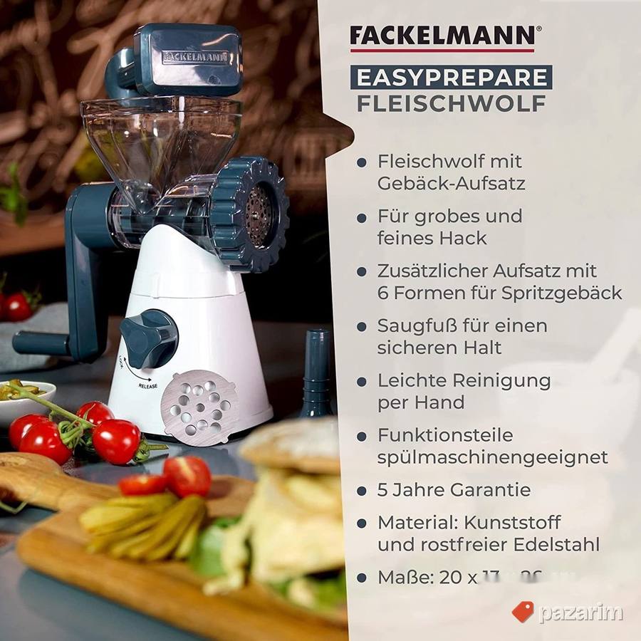 Rucna masina za mlevenje mesa, kobasica peciva - Fackelmann 3
