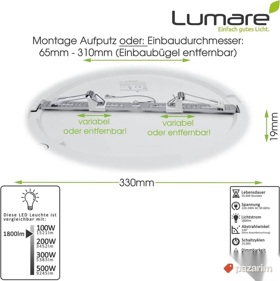 Led plafonjera 3000k sa senzorom - Lumare 3
