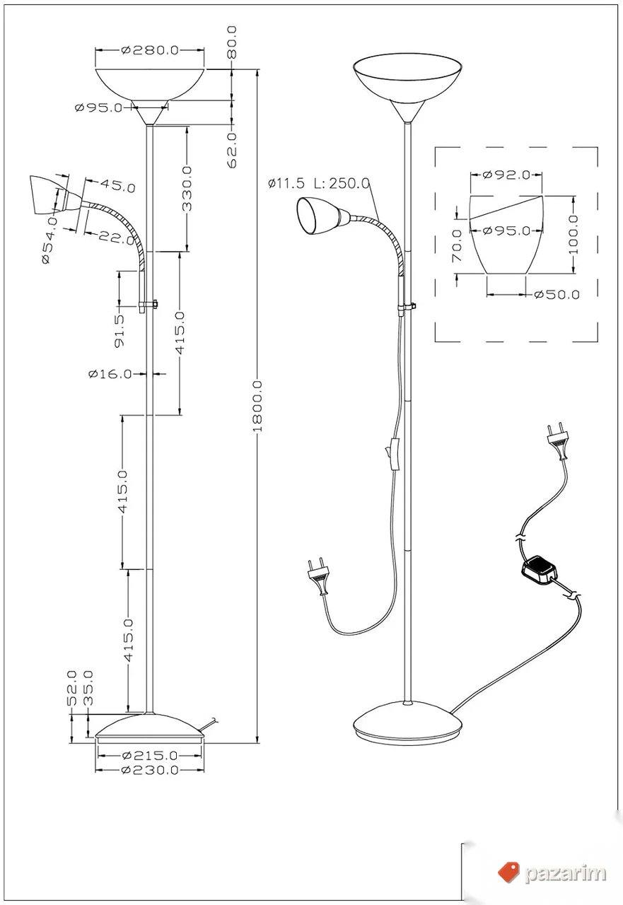 Podna lampa - Trio 180cm 4
