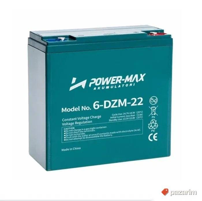 Baterija Power-Max 6-DZM-22, 12V / 22Ah 1