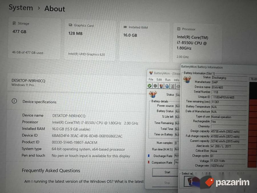 LENOVO THINKPAD/14.0 IPS/INTEL I7-8550U/16GB/SSD 512/4G 2